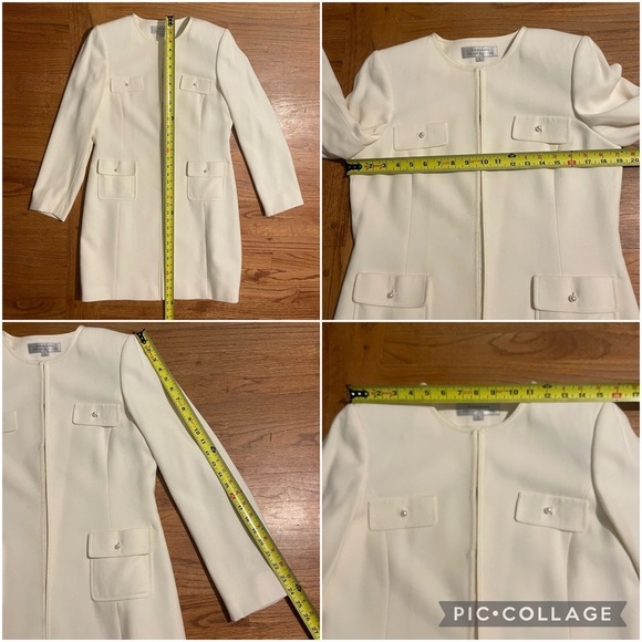 Tahari Arthur S. Levine off white long blazer coat size 6 - Picture 15 of 15